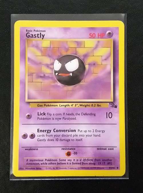 POKEMON CARDS - Gastly - 33/62 - 1999 Fossil Unlimited Singles