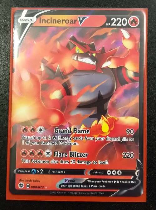 POKEMON CARDS - Incineroar V - 008/073 - Ultra Rare Champion`s Path Singles