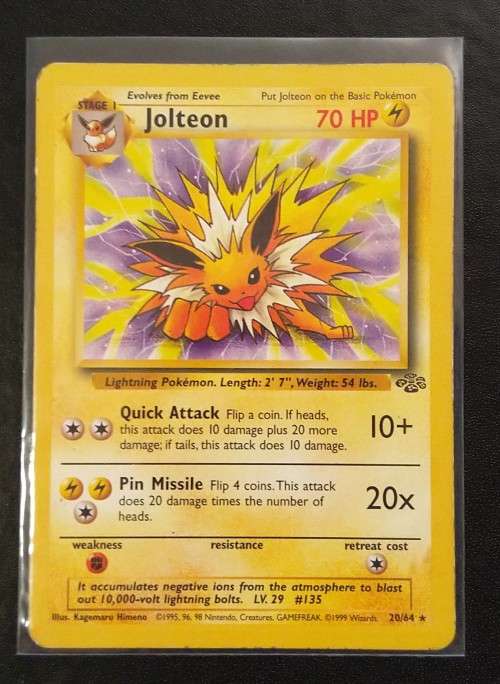 POKEMON CARDS - Jolteon - 20/64 - Rare  - 1999 Jungle Unlimited Singles MOD