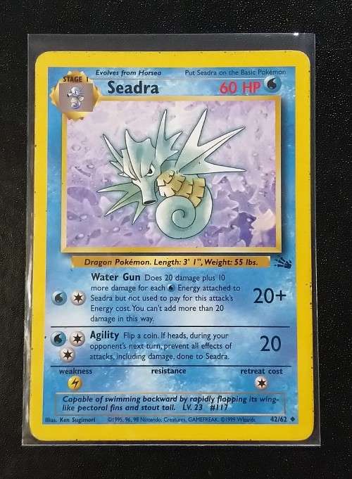 POKEMON CARDS - Seadra - 42/62 - 1999 Fossil Unlimited Singles - LP