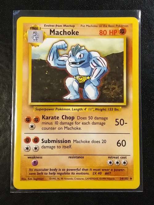 POKEMON CARDS - Machoke - 34/102 - 1999 Base Set Unlimited Singles