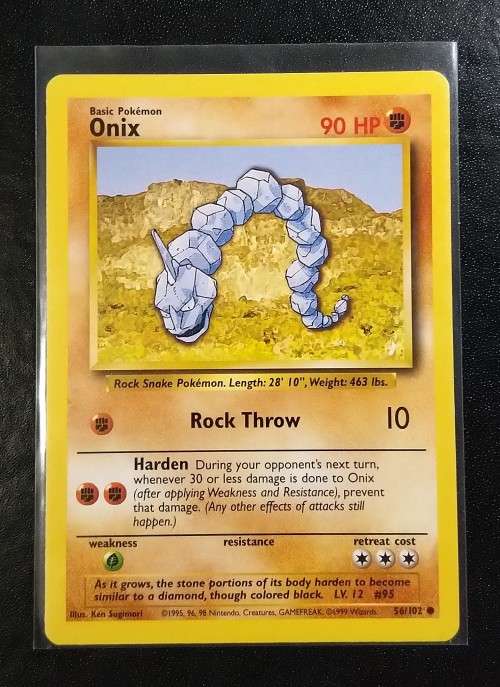 POKEMON CARDS - Onix - 56/102 - 1999 Base Set Unlimited Singles