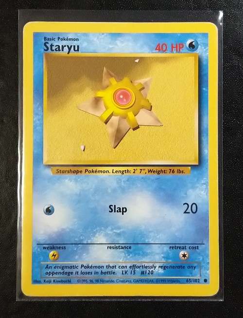 POKEMON CARDS - Staryu - 65/102 - 1999 Base Set Unlimited Singles