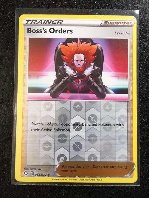 POKEMON CARDS - Boss`s Orders - 58/72 - Rare Reverse Holo - Shining Fates