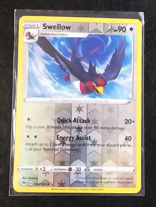 POKEMON CARDS - Swellow - 134/185 - Reverse Holo - Vivid Voltage