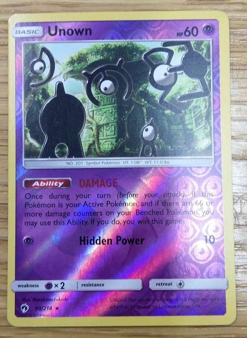 POKEMON CARDS - Unown - 90/214 - Rare Reverse Holo - Lost Thunder