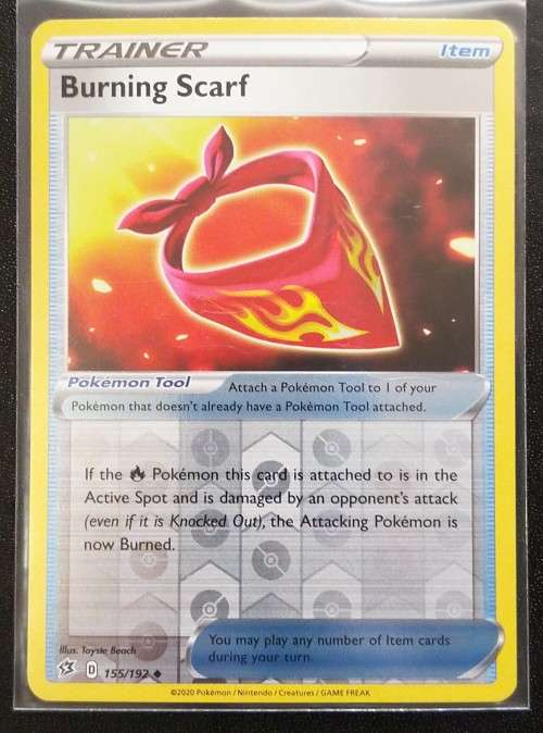 POKEMON CARDS - Burning Scarf - 155/192 - Reverse Holo - Rebel Clash