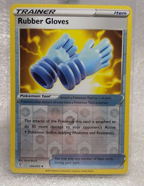 POKEMON CARDS - Rubber Gloves - 156/203 - Reverse Holo - Evolving Skies  NM/LP