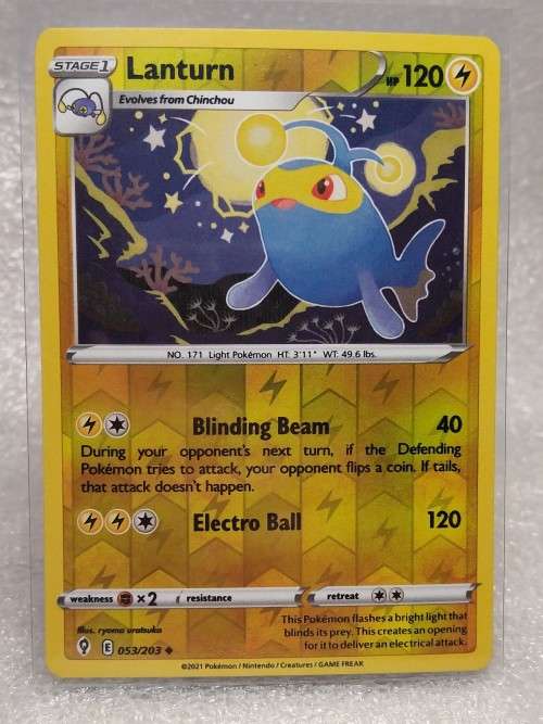 POKEMON CARDS - Lanturn - 53/203 - Reverse Holo - Evolving Skies  NM/LP