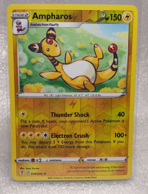 POKEMON CARDS - Ampharos - 56/203 - Rare Reverse Holo - Evolving Skies  NM/LP