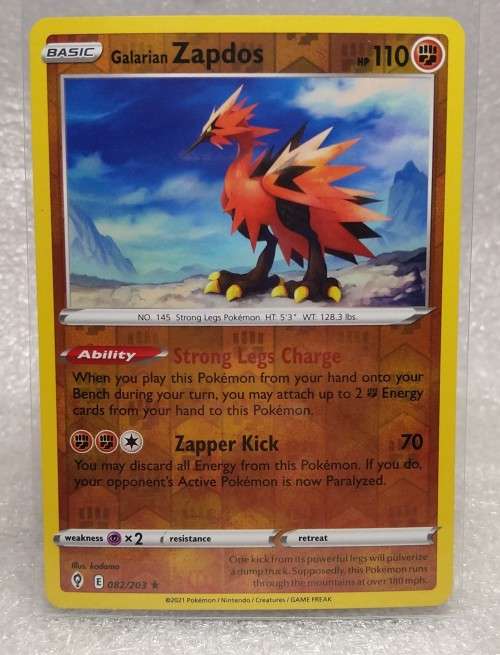 POKEMON CARDS - Galarian Zapdos - 82/203 - Rare Reverse Holo - Evolving Skies  NM/LP