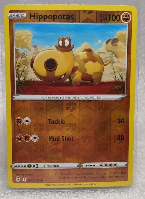POKEMON CARDS - Hippopotas - 84/203 - Reverse Holo - Evolving Skies  NM/LP