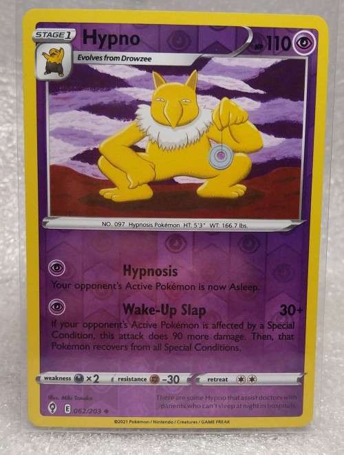 POKEMON CARDS - Hypno - 62/203 - Reverse Holo - Evolving Skies  NM/LP