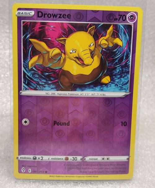 POKEMON CARDS - Drowzee - 61/203 - Reverse Holo - Evolving Skies  NM/LP