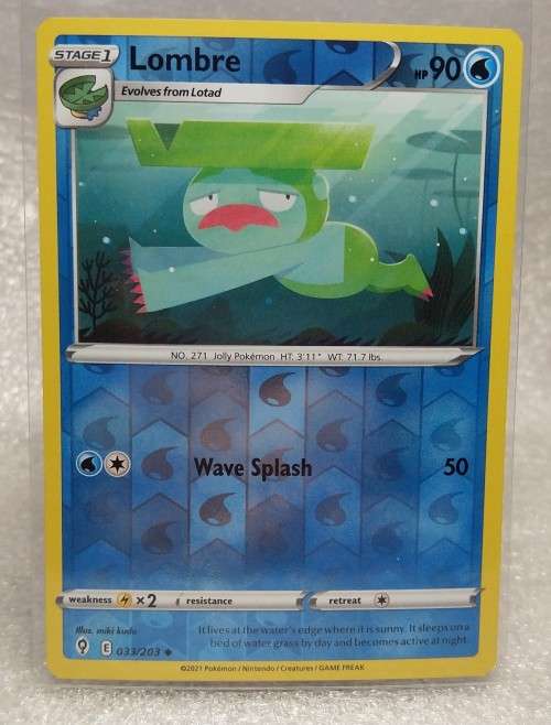 POKEMON CARDS - Lombre - 33/203 - Reverse Holo - Evolving Skies  NM/LP