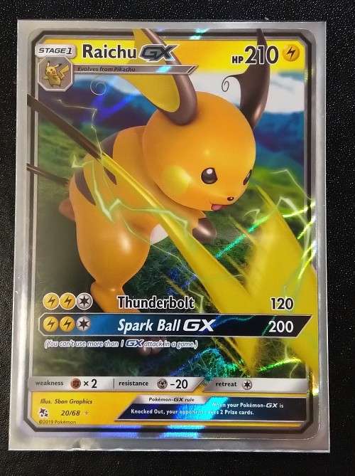 POKEMON CARDS - Raichu GX - 20/68 - Ultra Rare Hidden Fates Singles