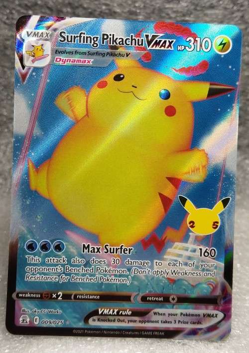 POKEMON TRADING CARDS - TCG - Surfing Pikachu VMAX - 9/25 - Ultra Rare - Celebrations Singles