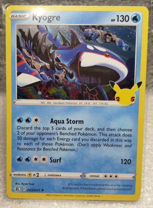 POKEMON TRADING CARDS - TCG - Kyogre - 3/25 - Holo Rare - Celebrations