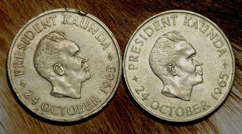2X 1965 ZAMBIA 5 SHILLING!!MINTAGE ONLY 10 000!!! BID PER COIN TO TAKE BOTH!