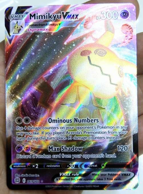 POKEMON TRADING CARDS - TCG - Mimikyu VMAX - 69/172 - Ultra Rare - Brilliant Stars Singles