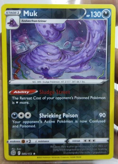 POKEMON TRADING CARDS - TCG - Muk - 85/172 - Rare Reverse Holo - Brilliant Stars Singles