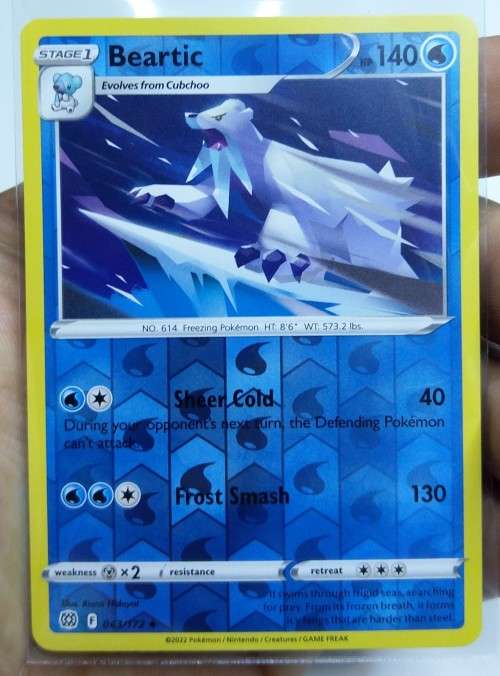 POKEMON TRADING CARDS - TCG - Beartic - 43/172 - Reverse Holo - Brilliant Stars Singles