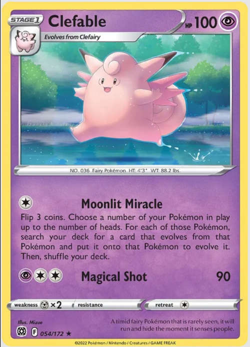 POKEMON TRADING CARDS - TCG - Clefable - 54/172 - Rare - Brilliant Stars Singles