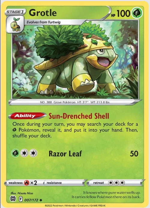 POKEMON TRADING CARDS - TCG - Grotle - 7/172 - Uncommon - Brilliant Stars Singles