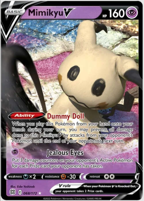 POKEMON TRADING CARDS - TCG - Mimikyu V - 68/172 - Ultra Rare - Brilliant Stars Singles