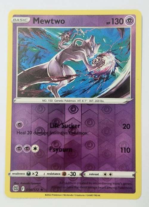 POKEMON TRADING CARDS - TCG - Mewtwo - 56/172 - Rare Reverse Holo - Brilliant Stars Singles
