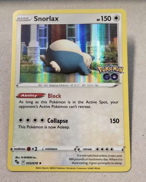 POKEMON CARDS - TCG - Snorlax - 055/078 - Holo Rare - Pokemon Go Singles