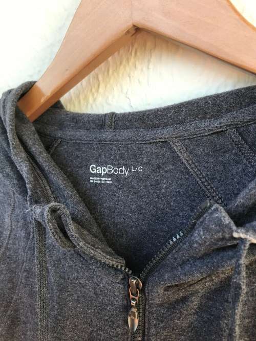 Gap Body Grey Hoodie Large - Workout Sports Sweater Top - With Thumb holes
