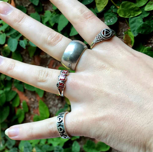 Vintage Triangle Ring x Size 9.5  x 925 Sterling Silver