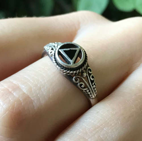 Vintage Triangle Ring x Size 9.5  x 925 Sterling Silver