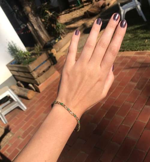 10K Gold Tennis Bracelet with Emeralds and Diamonds - Vintage/Used