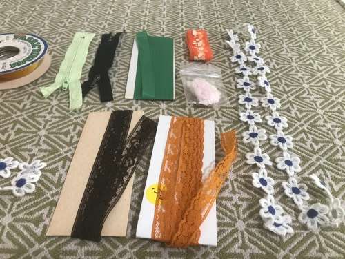 Lot of Misc Trims, lace, zippers and fabric ribbon