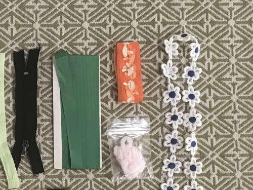 Lot of Misc Trims, lace, zippers and fabric ribbon