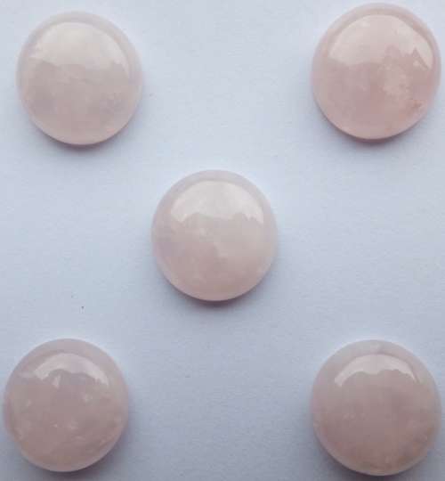 5 PIECE LOT! NATURAL ROSE QUARTZ CABOCHON - 15mm round