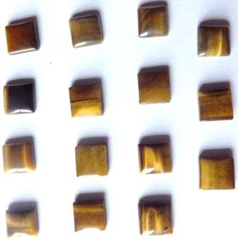 15 PIECE LOT GOLD TIGERS EYE SQUARE CABOCHONS - 12mm