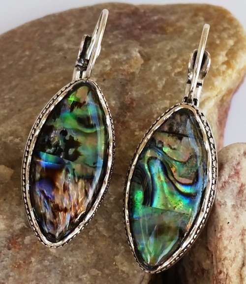 Paua Shell Silver Fashion Earrings