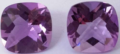 2 x NATURAL AMETHYST CUSHIONS -  MATCHING PAIR - SOLD TOGETHER - 8 x 8 mm each