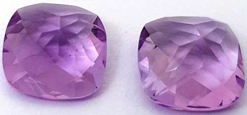 2 x NATURAL AMETHYST CUSHIONS -  MATCHING PAIR - SOLD TOGETHER - 8 x 8 mm each