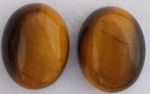 NATURAL GOLD TIGERS EYE OVAL CABOCHON PAIR - 10x8 mm
