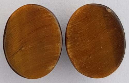 NATURAL GOLD TIGERS EYE OVAL CABOCHON PAIR - 10x8 mm