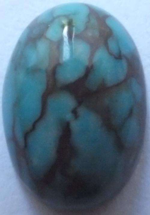 BLUE "DRAGON'S BLOOD" MARBLE OVAL CABOCHON - 18 x 13 mm