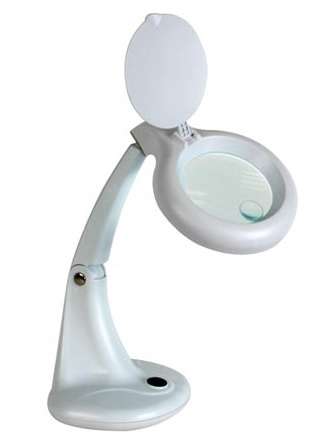 Desk lamp with magnifying glass
