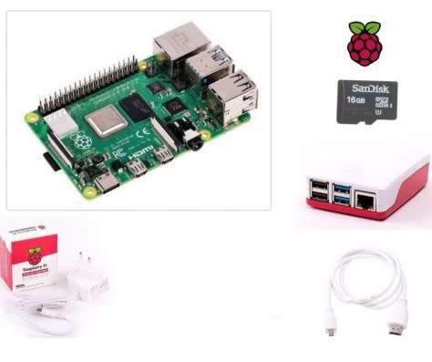 Raspberry Pi4 Model B 1GB Red/White Official Case Essentials Kit