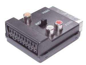Scart Adaptor, Scart Plug/Socket, 3 Phono Sockets