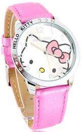 Fashion Round Plate Shaped Hello Kitty Pattern Metal Watch