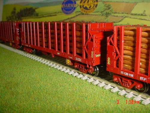 HO SAR STJ-Series Timber Load Wagon with Metal Wheels & Kadee Couplers